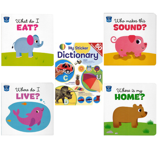 Learning is Fun. SET OF 5INTERACTIVE LIFTAFLAP BOOK (EAT, HOME, LIVE