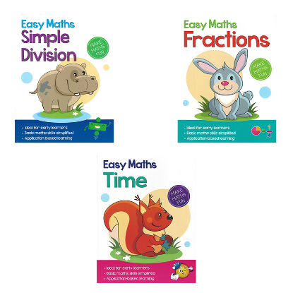 Picture of EASY MATHS SET OF 3 (FRACTIONS, DIVISION, & TIME)